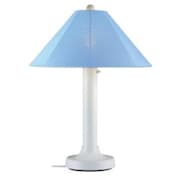 PATIO LIVING Patio Living Concepts 39641 Catalina Table Lamp 39641 with 3 in. white body and sky blue Sunbrella shade fabric - White 39641